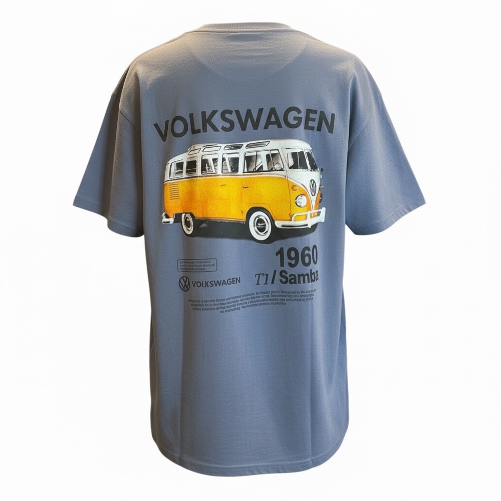 Volkswagen Road Trip Official Licensed Casual Blue Short Sleeve Tee
